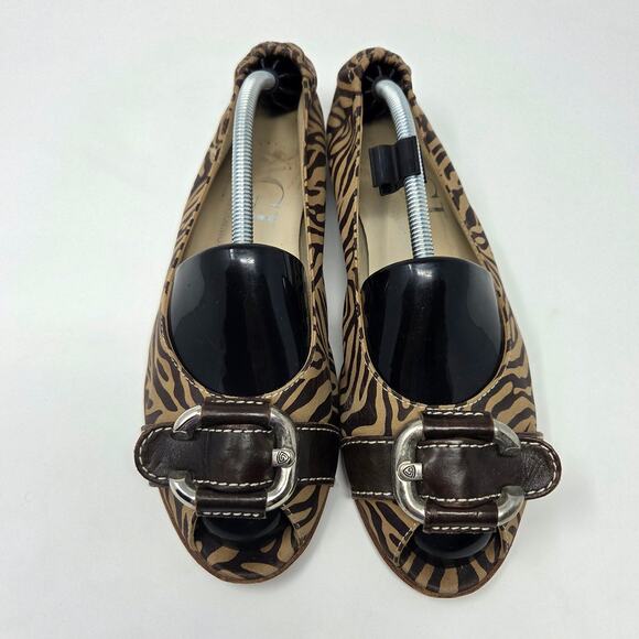 AGL Attilio Giusti Leombruni Shoes Womens Size 39 US 8.5 Peep Toe Flats Animal - Picture 3 of 16